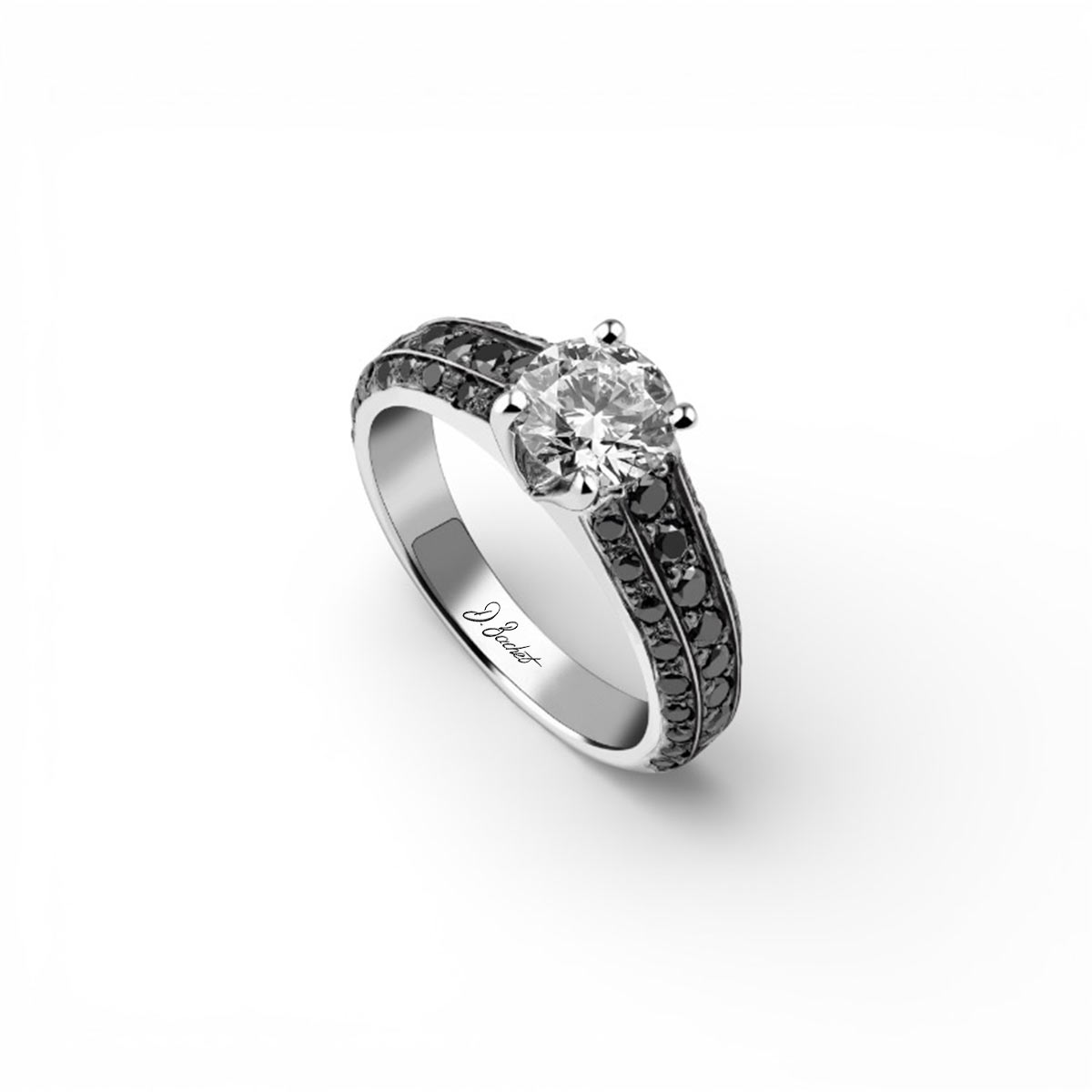 Bague de fiançailles diamants noirs Sublime