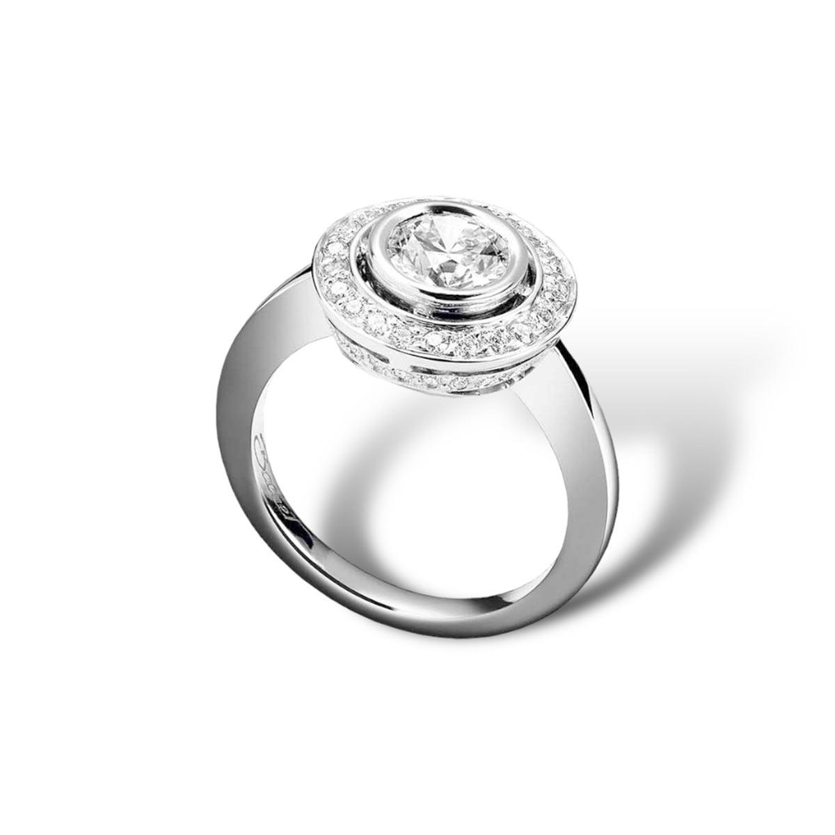 Bague de fiançailles halo en platine avec diamant central 0,80 carat – Entourage D.Bachet