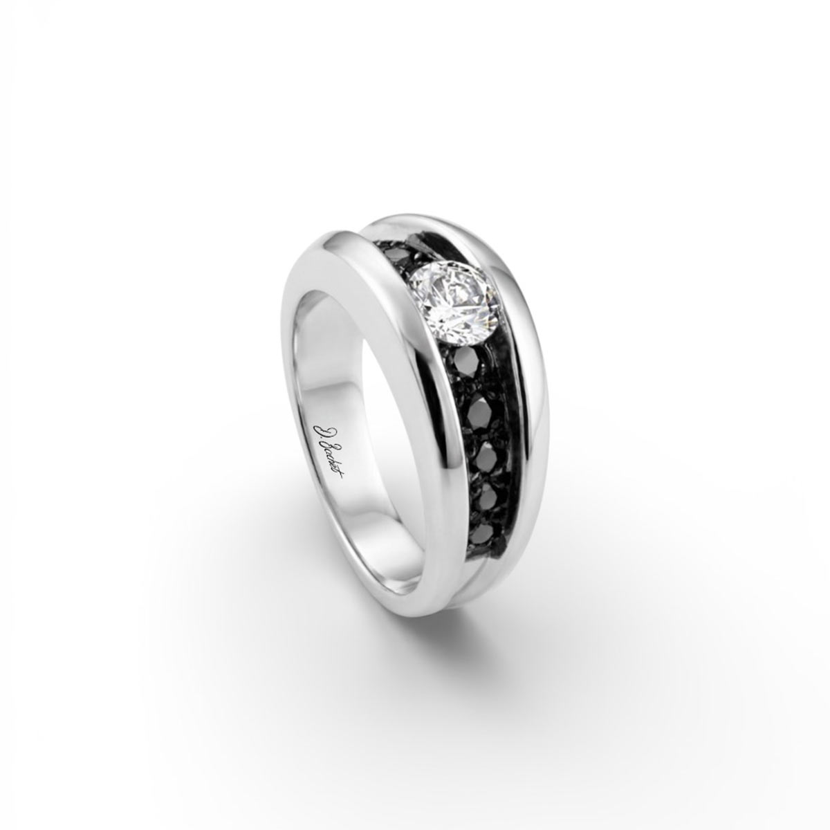 Bague de fiançailles en platine 950 avec diamant central – D.Bachet