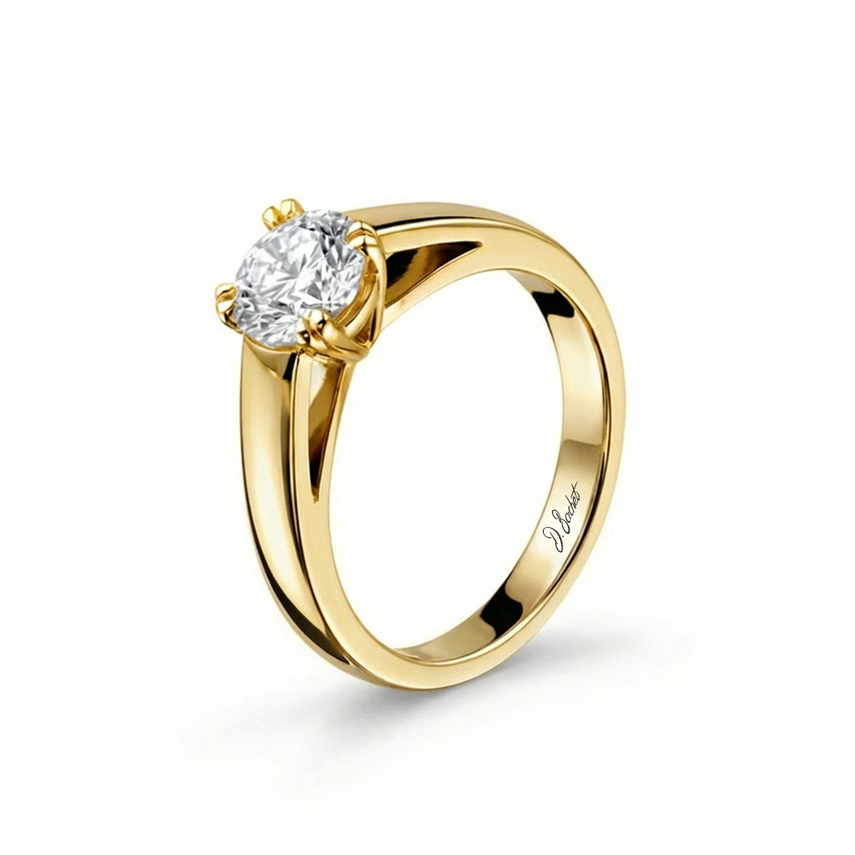 Bague de fiançailles solitaire diamant en or jaune 18 carats – D.Bachet