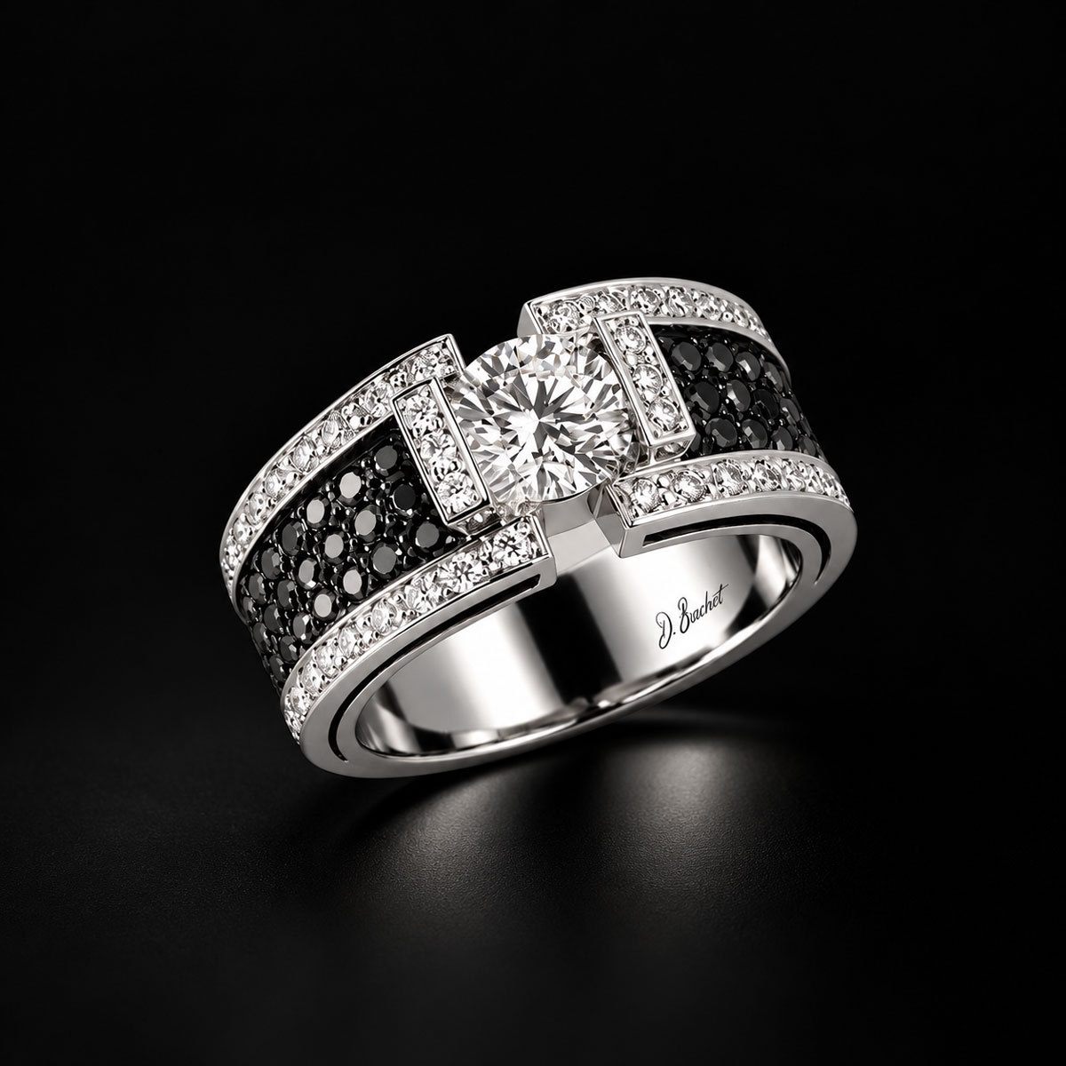 Sparkle platinum engagement ring with a 1-carat natural round brilliant-cut white diamond in a bar setting.